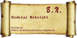 Bodolai Nikolett névjegykártya